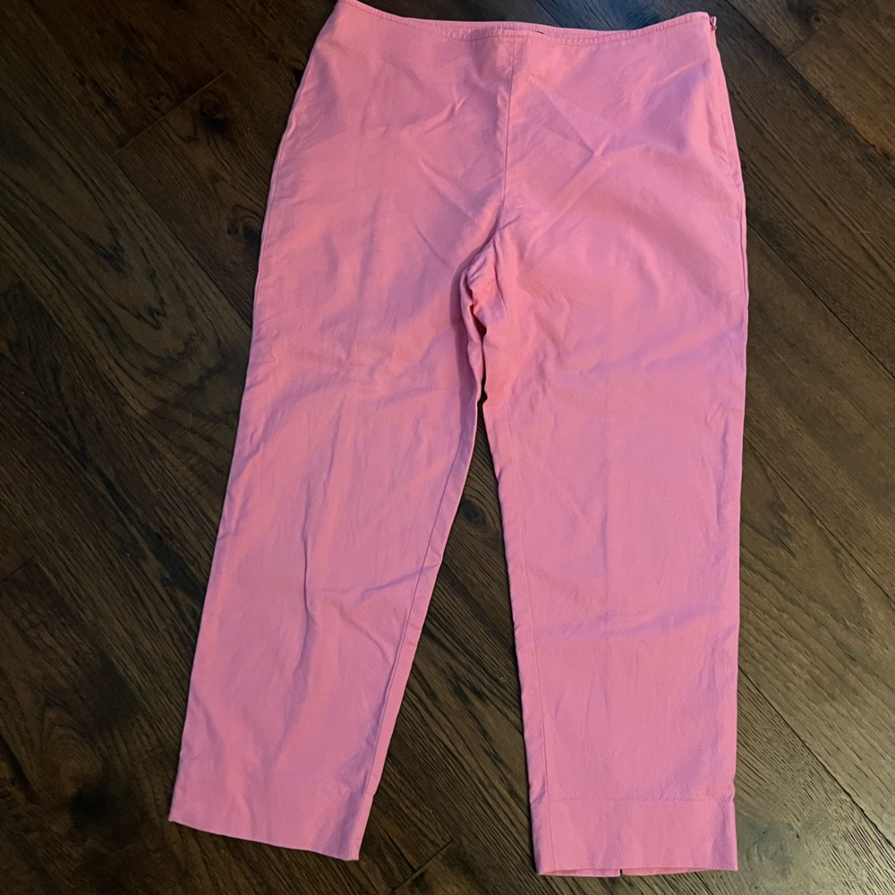 Talbots 10 Petite Pink Capri/Crop Pants Classic Side Zipper Flat Front